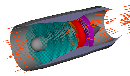 Animation of working of a jet engine.