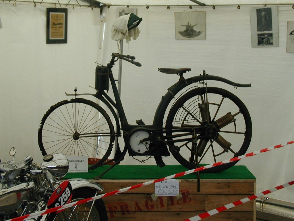 An 1897 Felix Millet motorcycle ! source:- wikipedia
