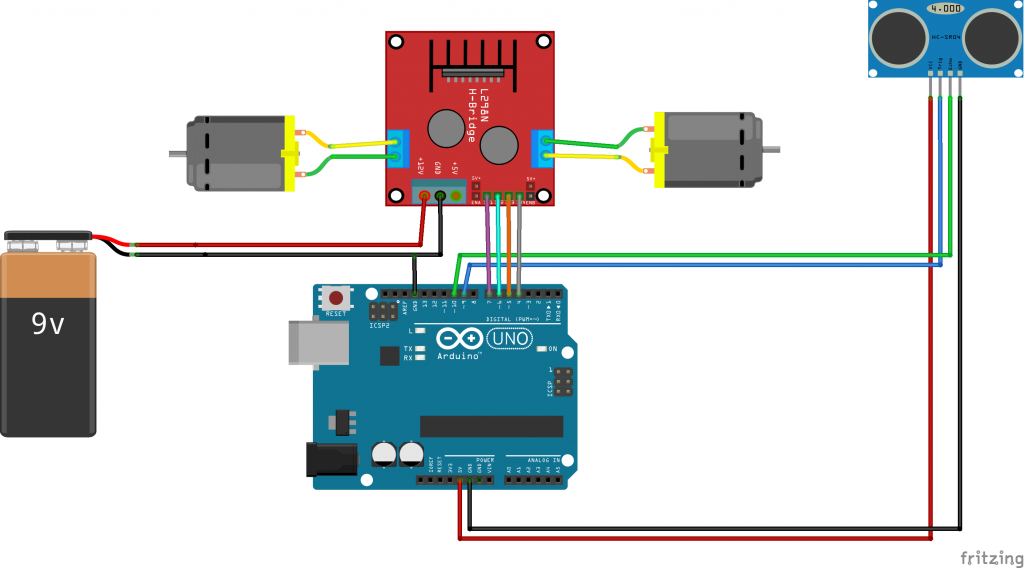 Connections for Obstacle avoiding robot