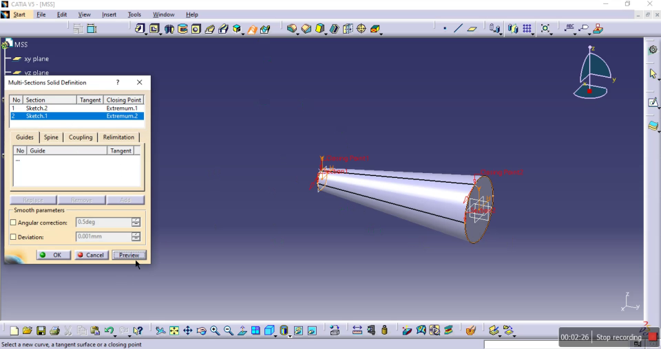 default option in multi section solid