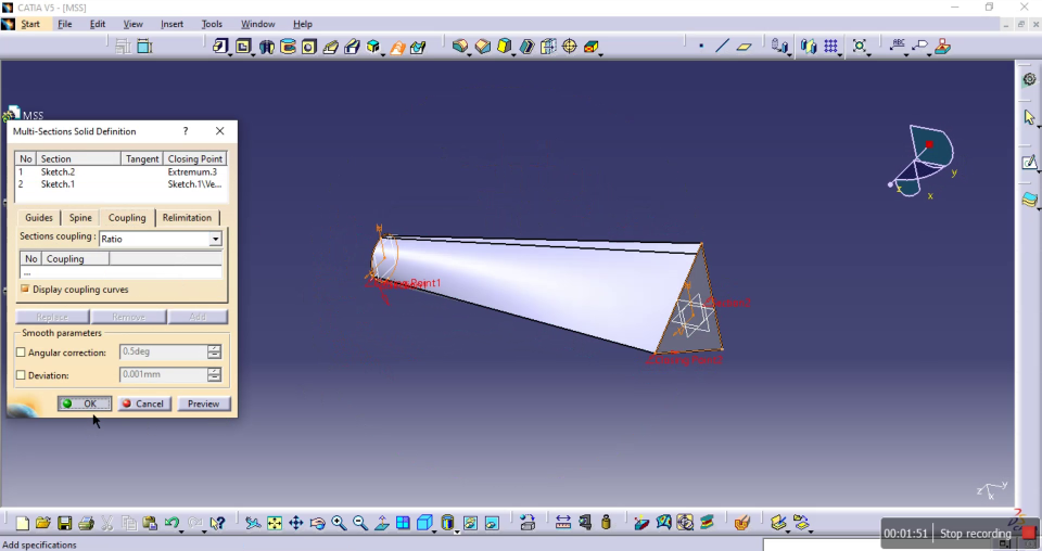 Coupling mode as Ratio in multi section solid