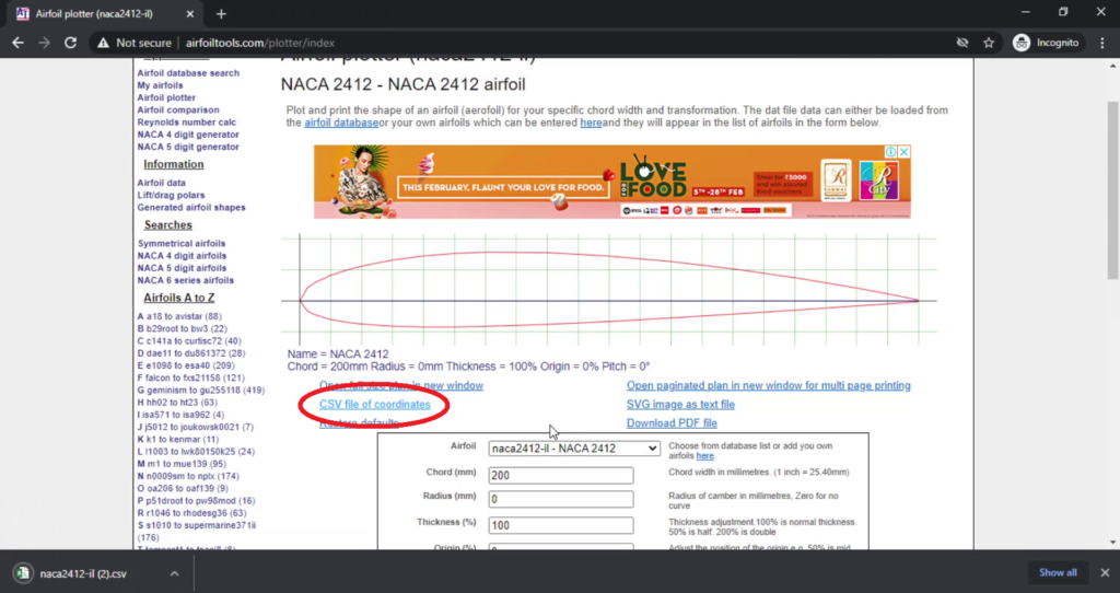 get airfoil coordinates