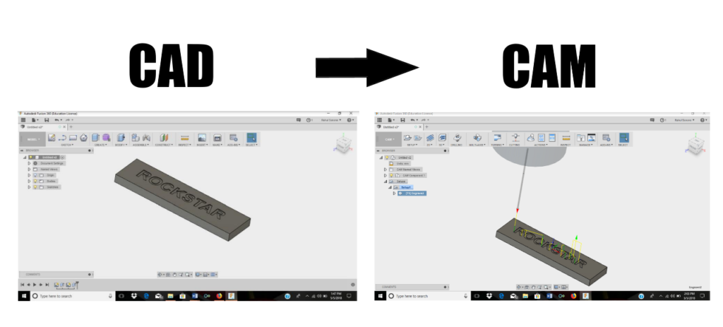 cad cam working of cnc machine